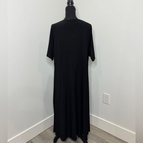 MSK Women’s Black Mid Elbow Sleeve V-Neck Dress - Picture 5 of 6